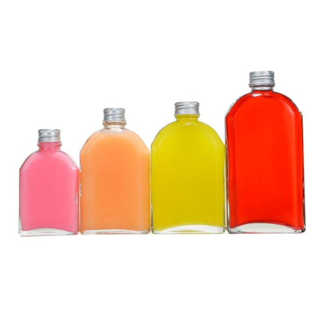 100ml200ml250ml350ml shouldered new design juice cold brew coffee milk glass drinking bottle with lid