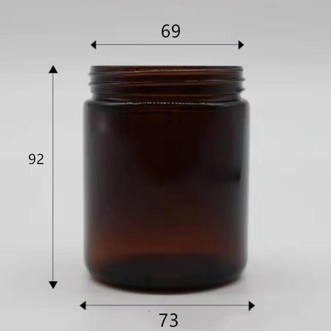 100ml250ml 4oz 8oz wide mouth amber brown color glass candle jars with lids