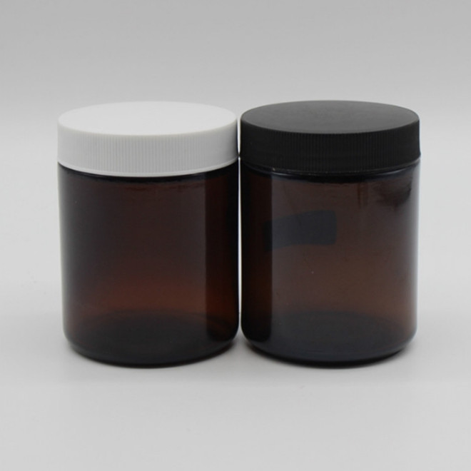 100ml250ml 4oz 8oz wide mouth amber brown color glass candle jars with lids
