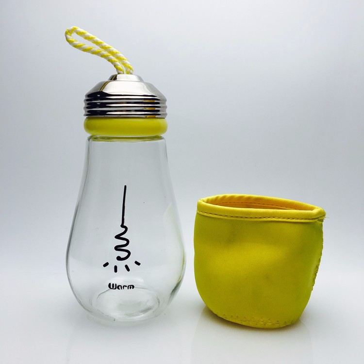 100ml250ml300ml400ml customized logo glass beverage bottle portable glass bottle with cord and cover