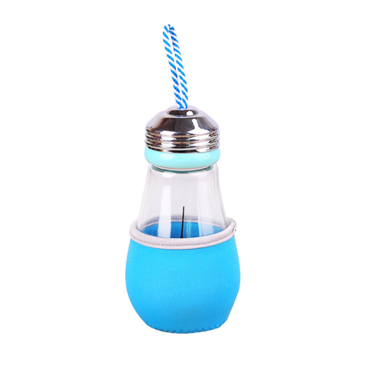 100ml250ml300ml400ml customized logo glass beverage bottle portable glass bottle with cord and cover