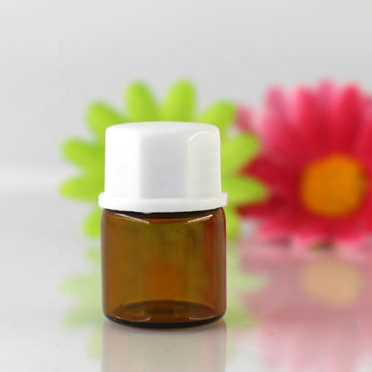 100pcs 1 ml 2ml 3ml 5ml mini Amber Glass Essential Oil Bottle with Orifice Reducer and cap blending small amounts of oils powder