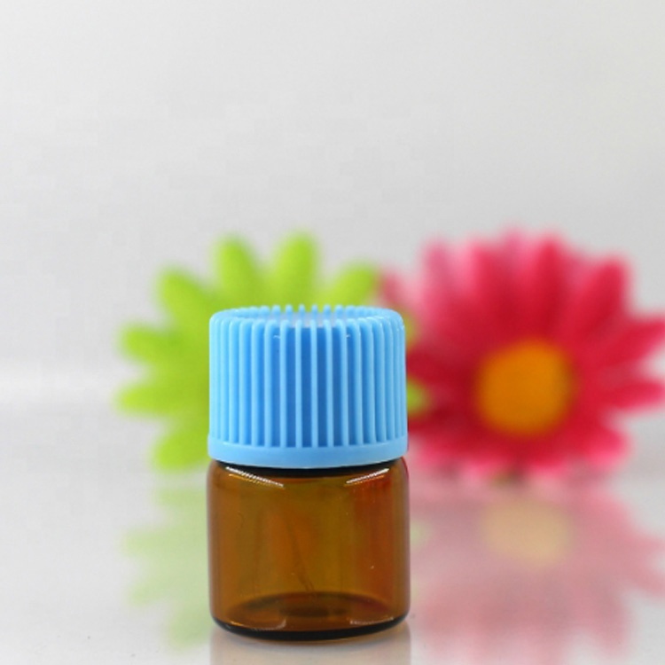 100pcs 1 ml 2ml 3ml 5ml mini Amber Glass Essential Oil Bottle with Orifice Reducer and cap blending small amounts of oils powder