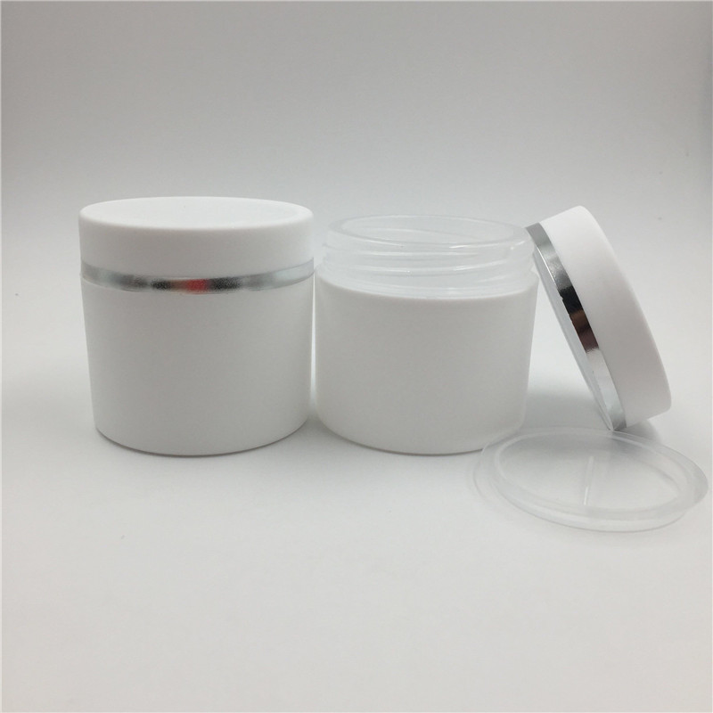 100pcs White Round Empty 30ml 50g 50ml Double Wall Cosmetic Container with Screw Caps
