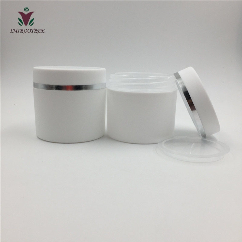 100pcs White Round Empty 30ml 50g 50ml Double Wall Cosmetic Container with Screw Caps