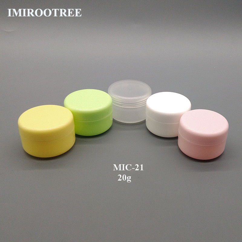100pcs /lot 20g/20ml/0.67Oz Refillable Colored Plastic Cosmetic Jars Cream Jar Pot Bottle