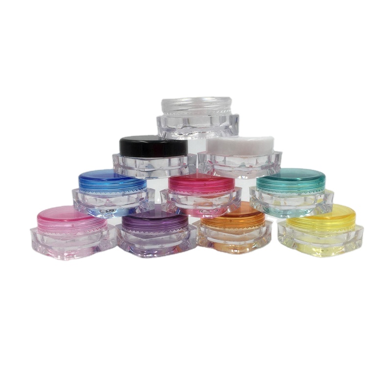 100pcs/lot 3g PS plastic clear square small loose powder jar empty eye shadow mini container for cosmetic packaging