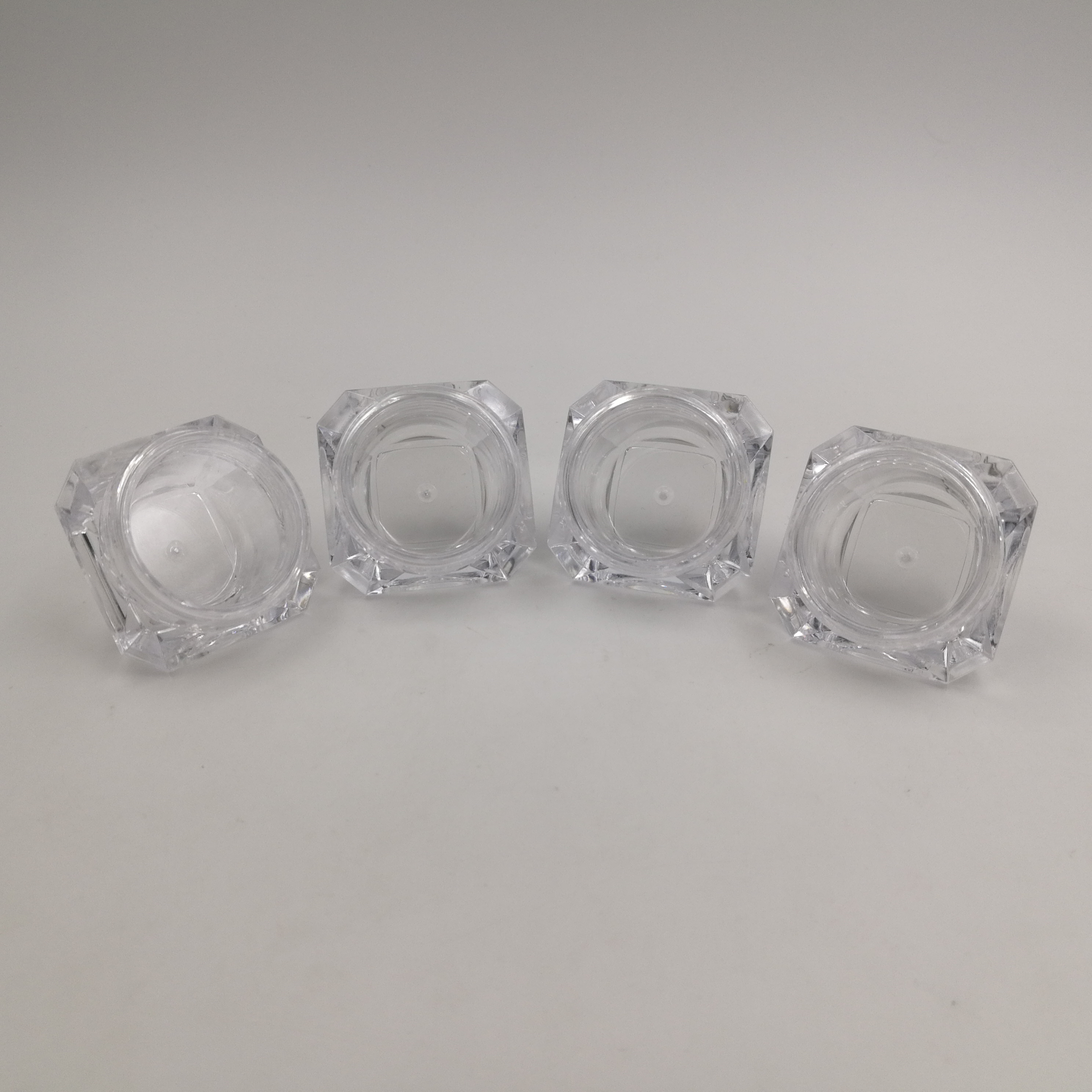 100pcs/lot 5g PS plastic empty glitter container pot transparent square shape cosmetic jar for Eyeshadow packaging