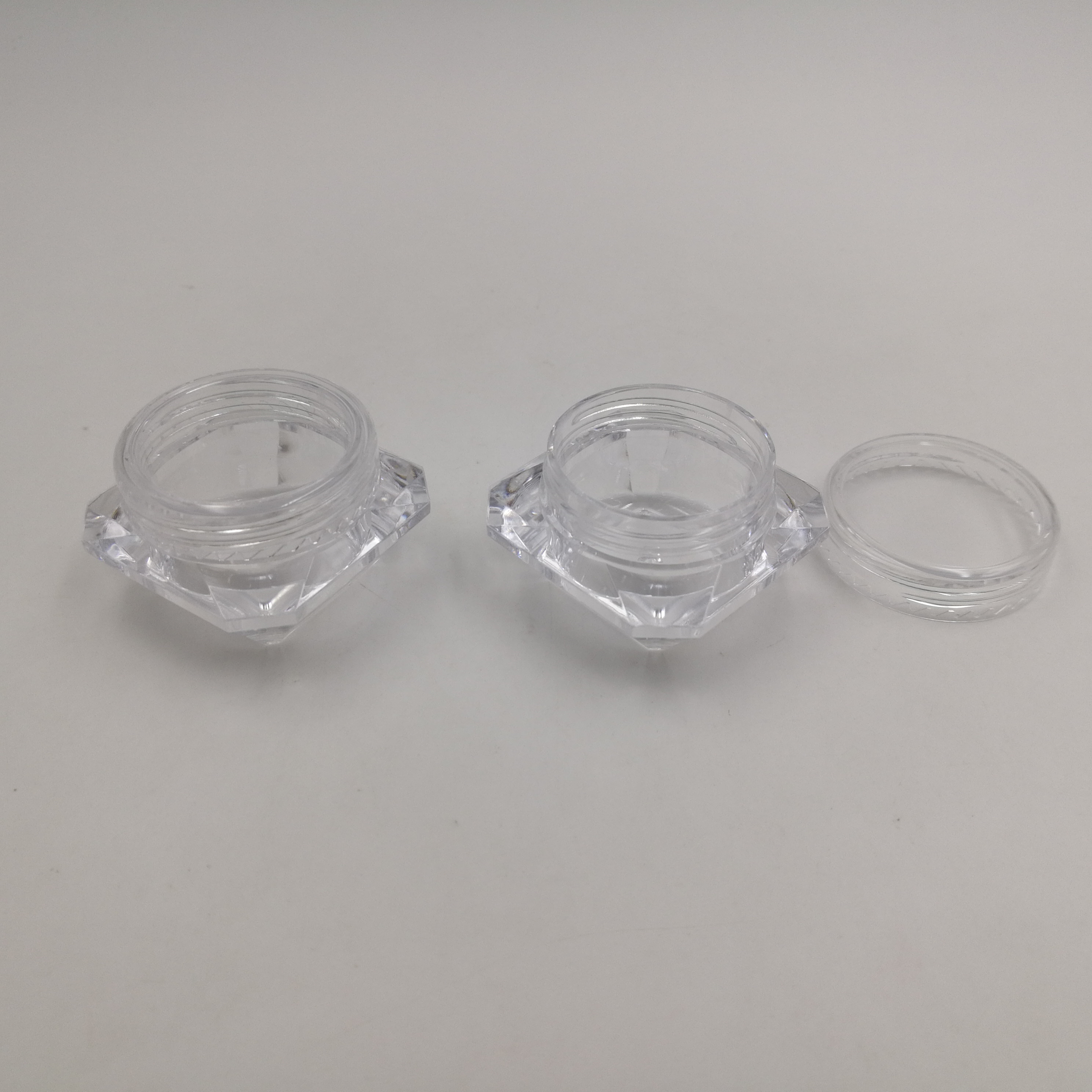 100pcs/lot 5g PS plastic empty glitter container pot transparent square shape cosmetic jar for Eyeshadow packaging