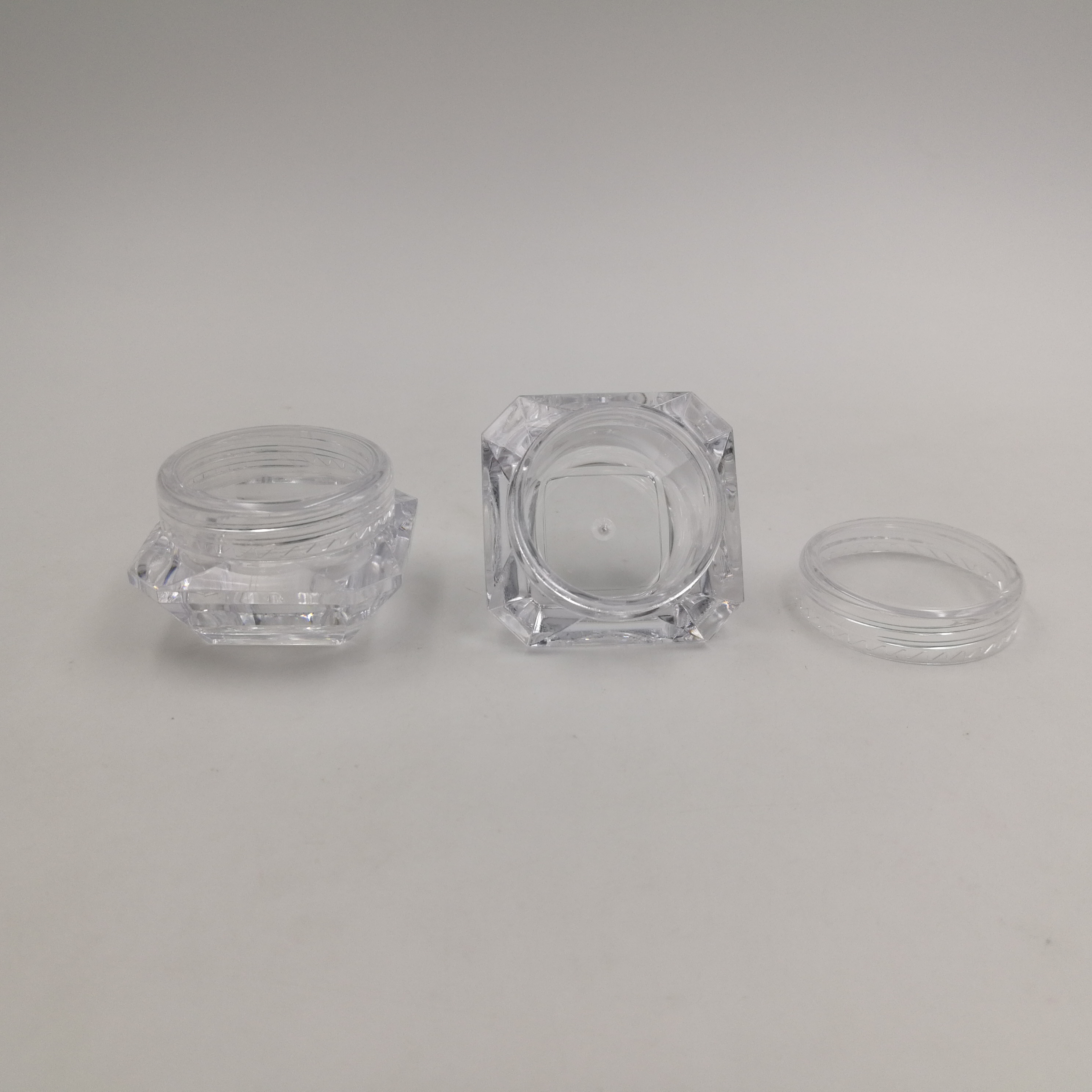 100pcs/lot 5g PS plastic empty glitter container pot transparent square shape cosmetic jar for Eyeshadow packaging