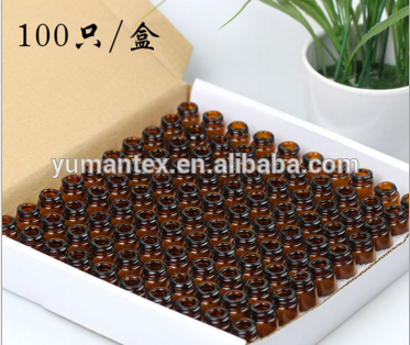 100pcs per pack 1/4 Dram 1ml mini Amber Glass doterra Vial Essential Oil Bottle sample bottle with orifice reducer
