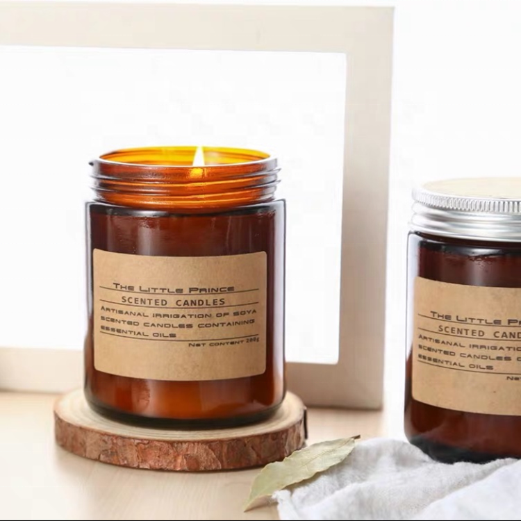 105g 210 g amber glass candle jar filled with  for home decoration