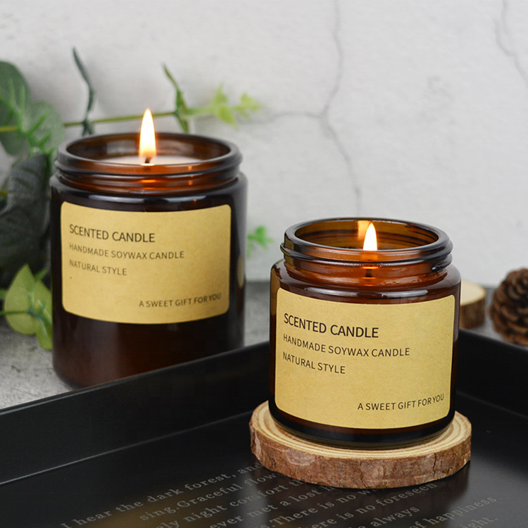 105g 210 g amber glass candle jar filled with for home decoration