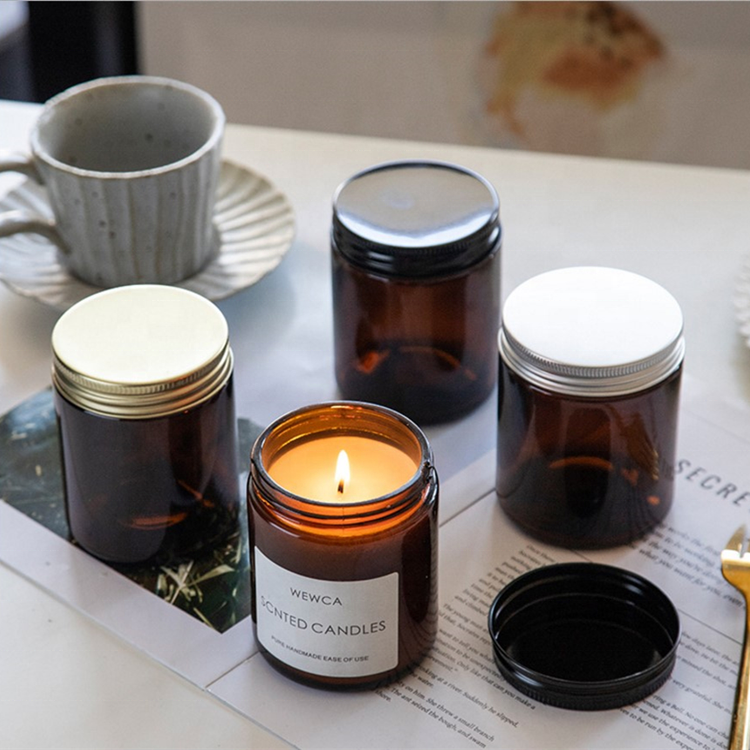 105g 210 g amber glass candle jar filled with for home decoration