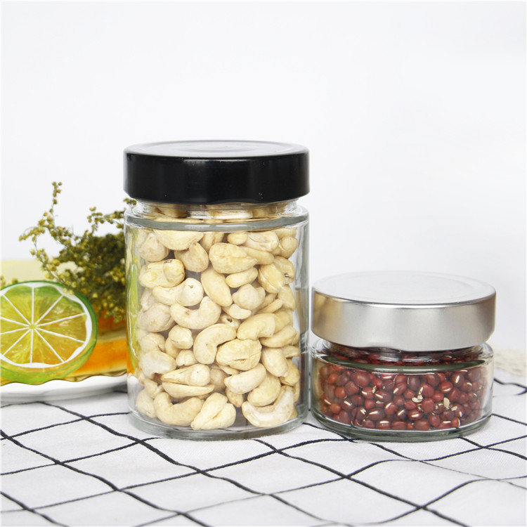 106ml 212ml 314ml 580ml Clear Round Glass Jar With Screw Metal Lid