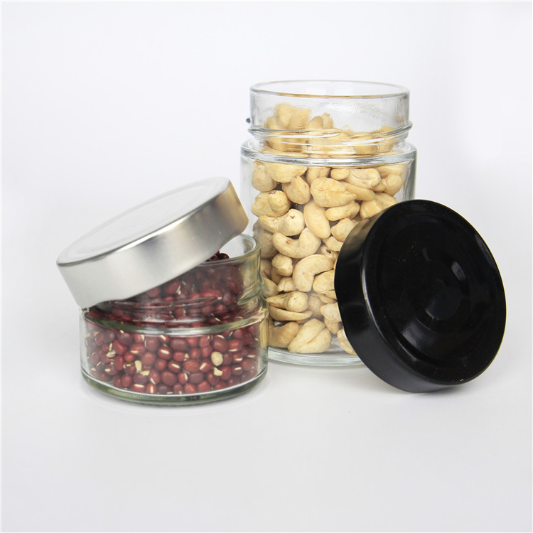 106ml 212ml 314ml 580ml Clear Round Glass Jar With Screw Metal Lid