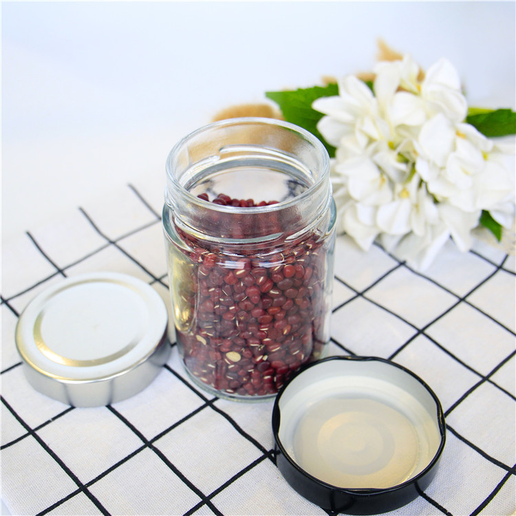 106ml 212ml 314ml 580ml Clear Round Glass Jar With Screw Metal Lid