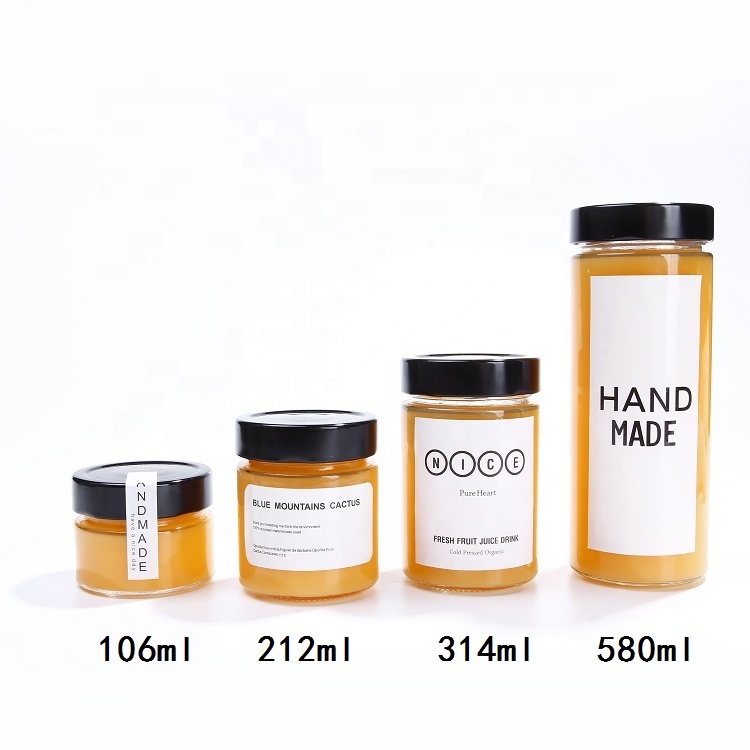 106ml 212ml 314ml 580ml Straight Sided Glass Honey Jar Food Storage Jar With Deep Metal Twist Off Lid