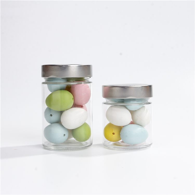 106ml 212ml 314ml Ergo Glass Jar With Black Metal Lid Twist Screw Lid For Honey jam Food Storage Jar