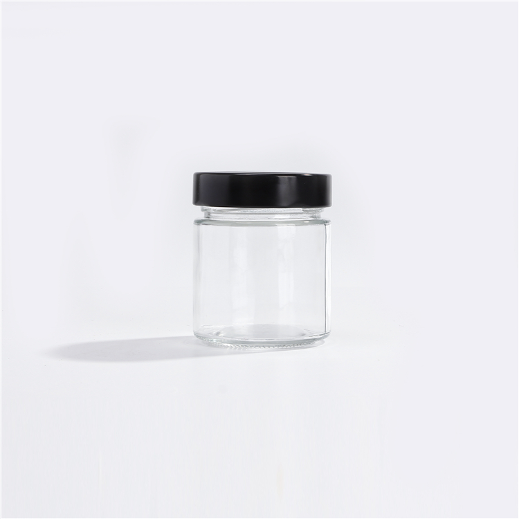 106ml 212ml 314ml Ergo Glass Jar With Black Metal Lid Twist Screw Lid For Honey jam Food Storage Jar