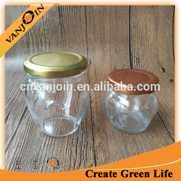 106ml 212ml 314ml Round Glass Honey Jar Food Storage Jam Jar with Metal Lid