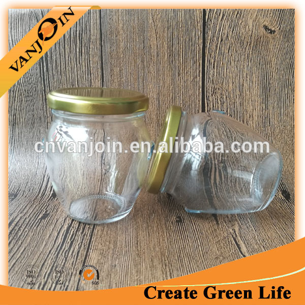 106ml 212ml 314ml Round Glass Honey Jar Food Storage Jam Jar with Metal Lid
