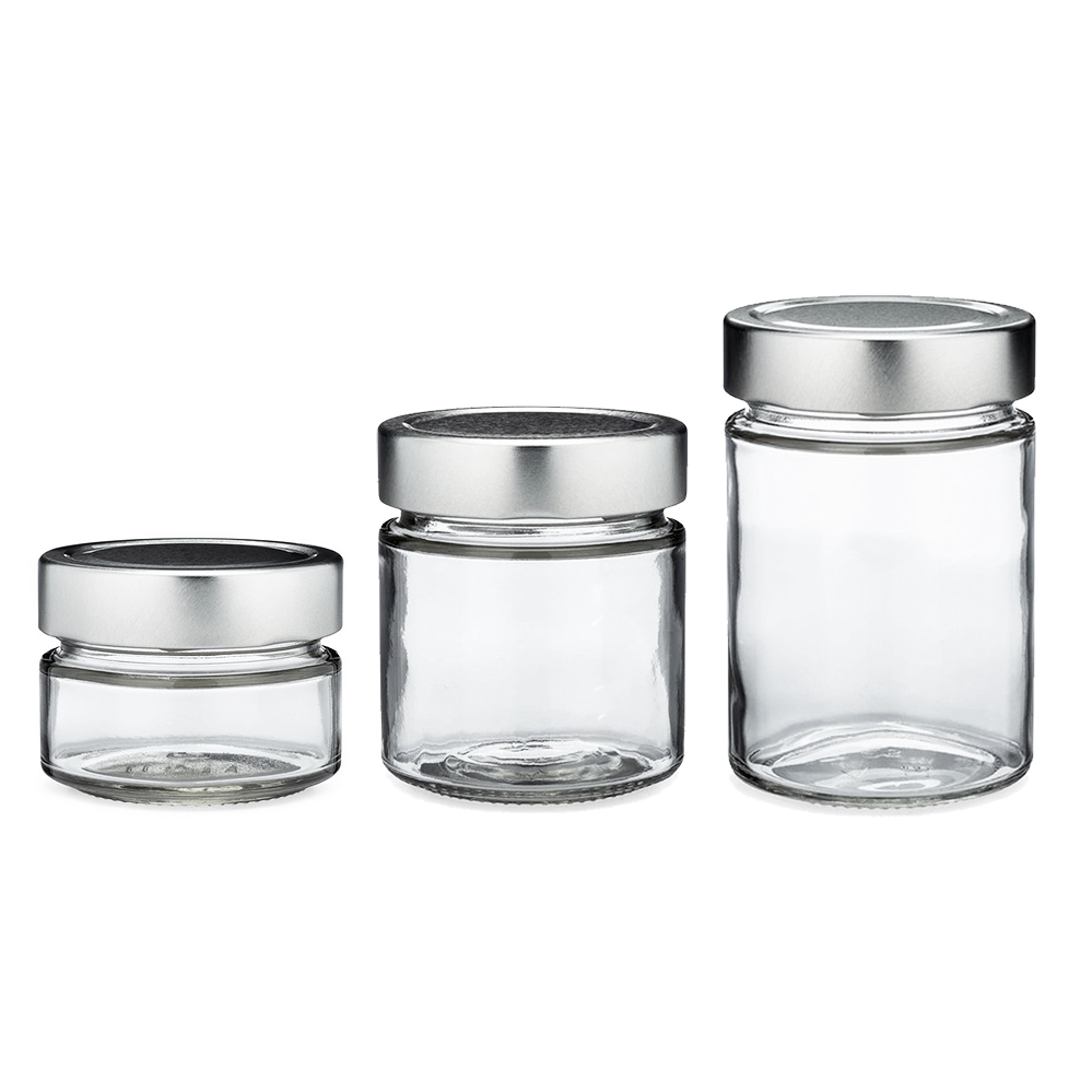 106ml 212ml 314ml Straight Sided Glass Honey Jams Storage Jar with Deep Metal Lids
