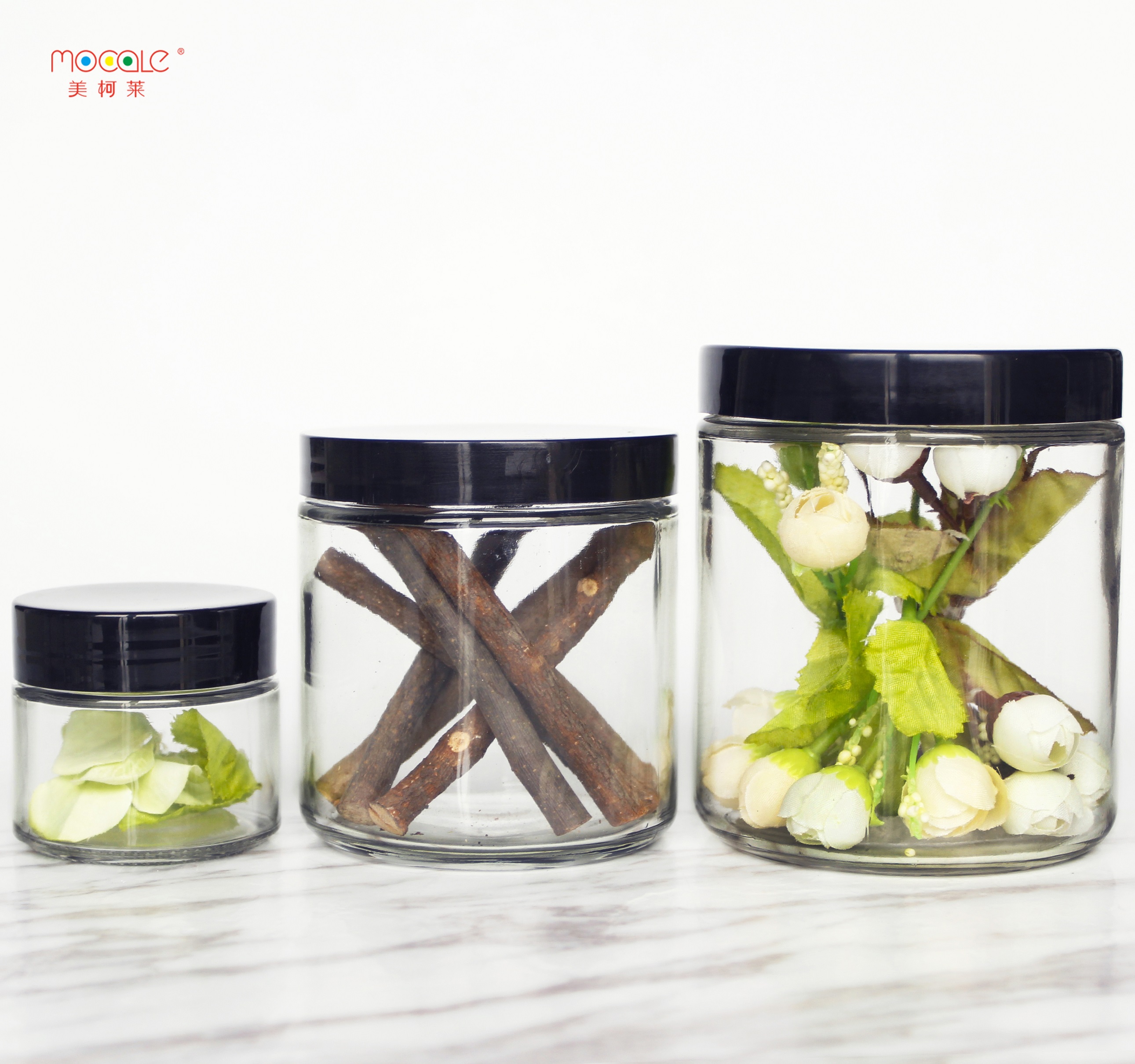 106ml 212ml 314ml Transparent Round Straight Wall Glass Jar Wide Mouth Glass Storage Jar