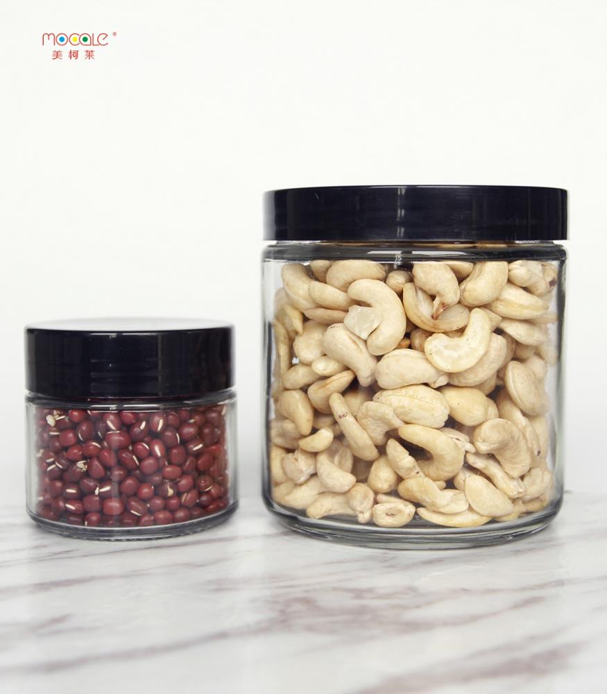 106ml 212ml 314ml Transparent Round Straight Wall Glass Jar Wide Mouth Glass Storage Jar