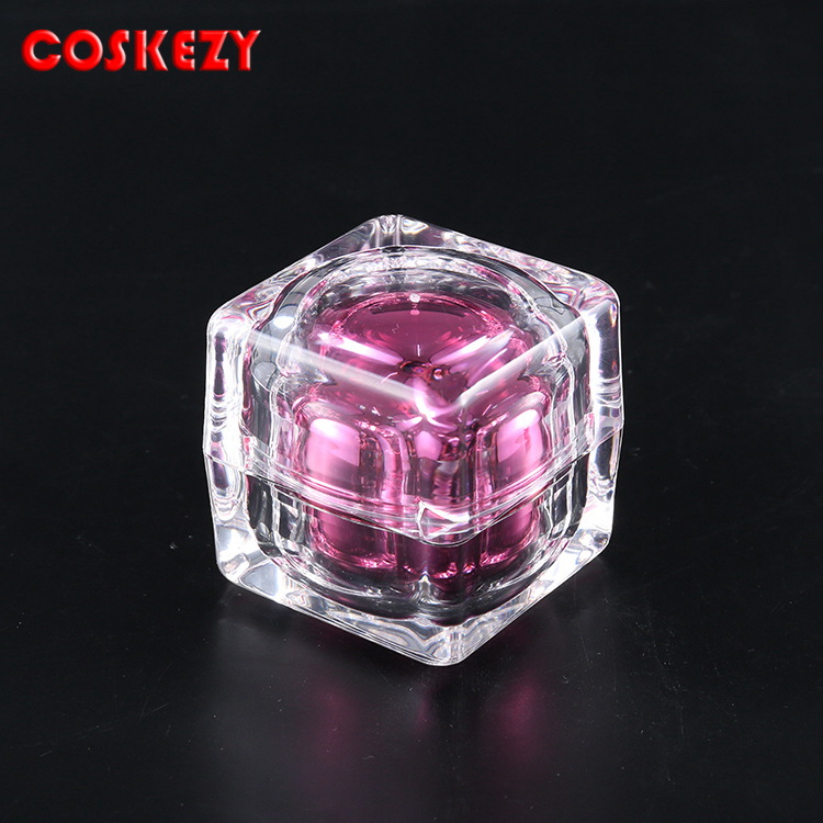 10G 15G 50G Pink and Clear Hot Sale Acrylic Face Cream Cosmetic Packaging Jar, Thick Gloss 30ml Cream Jar