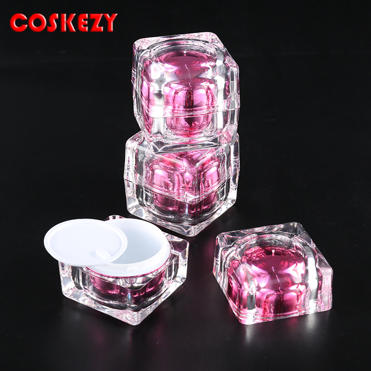 10G 15G 50G Pink and Clear Hot Sale Acrylic Face Cream Cosmetic Packaging Jar, Thick Gloss 30ml Cream Jar