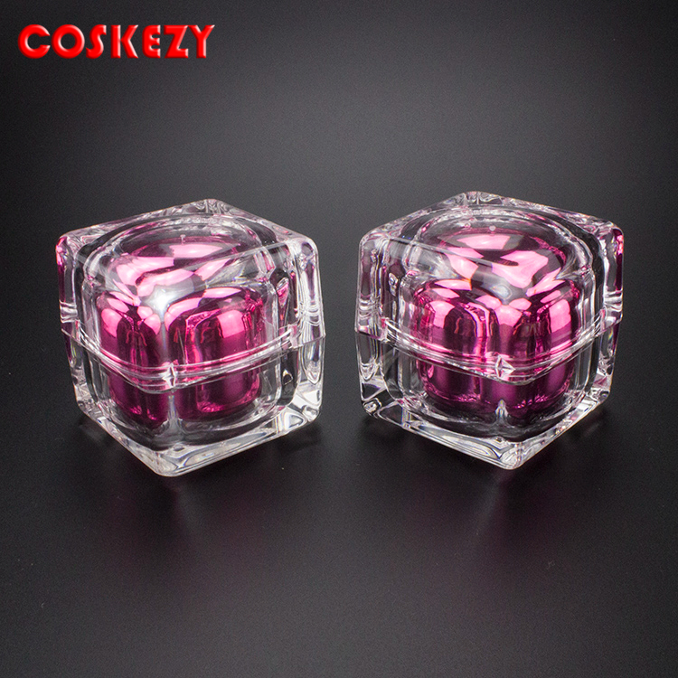 10G 15G 50G Pink and Clear Hot Sale Acrylic Face Cream Cosmetic Packaging Jar, Thick Gloss 30ml Cream Jar