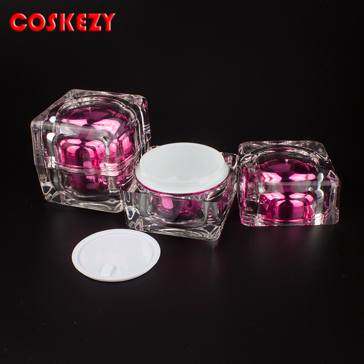 10G 15G 50G Pink and Clear Hot Sale Acrylic Face Cream Cosmetic Packaging Jar, Thick Gloss 30ml Cream Jar