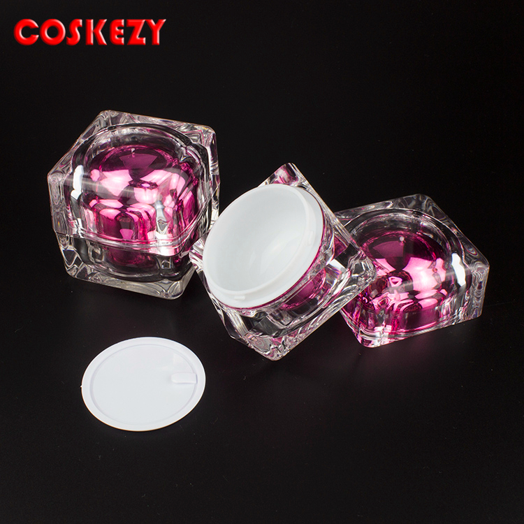 10G 15G 50G Pink and Clear Hot Sale Acrylic Face Cream Cosmetic Packaging Jar, Thick Gloss 30ml Cream Jar