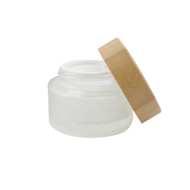 10G 20G 30G 50G 100G 200G 250G Frosted Glass Cosmetic Cream Jar With Bamboo Lid