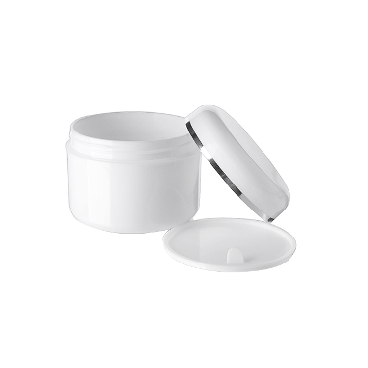 10G 20G 50G 100G 250G Silver Edge Cosmetic Container White Pp Plastic Cream Jar