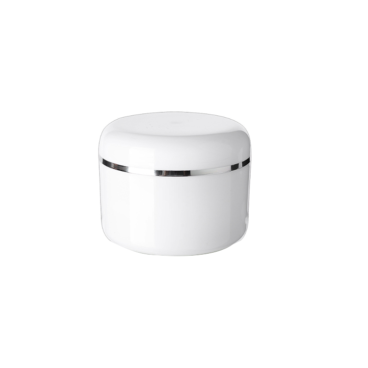10G 20G 50G 100G 250G Silver Edge Cosmetic Container White Pp Plastic Cream Jar