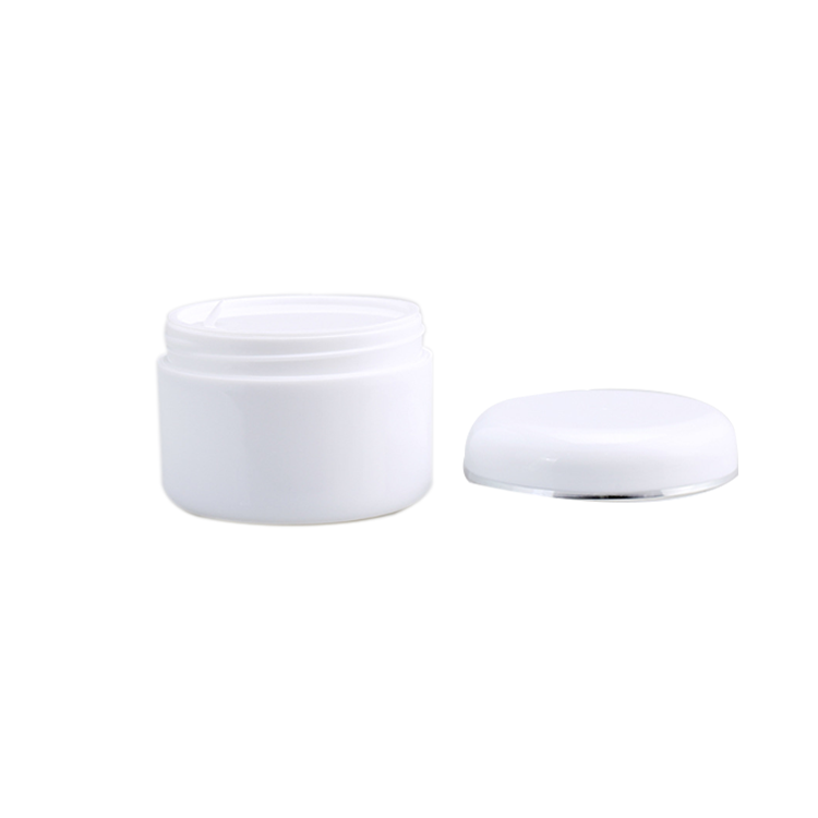 10G 20G 50G 100G 250G Silver Edge Cosmetic Container White Pp Plastic Cream Jar