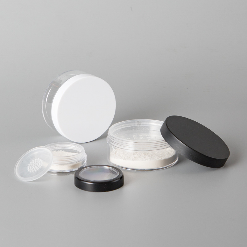 10G 30G 50G Plastic Empty Powder Puff Case 50ml Makeup Case Travel Kit Makeup Cosmetic Jars Containers With Sifter and Lids