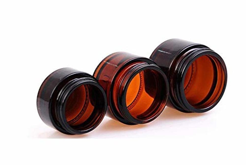 10G Amber Glass Face Cream Pot Jar With Screw Cap And Liner