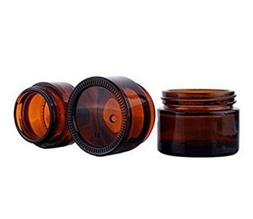 10G Amber Glass Face Cream Pot Jar With Screw Cap And Liner