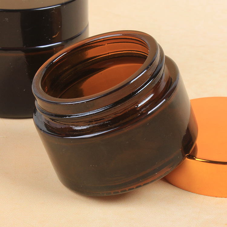 10G Amber Glass Face Cream Pot Jar With Screw Cap And Liner