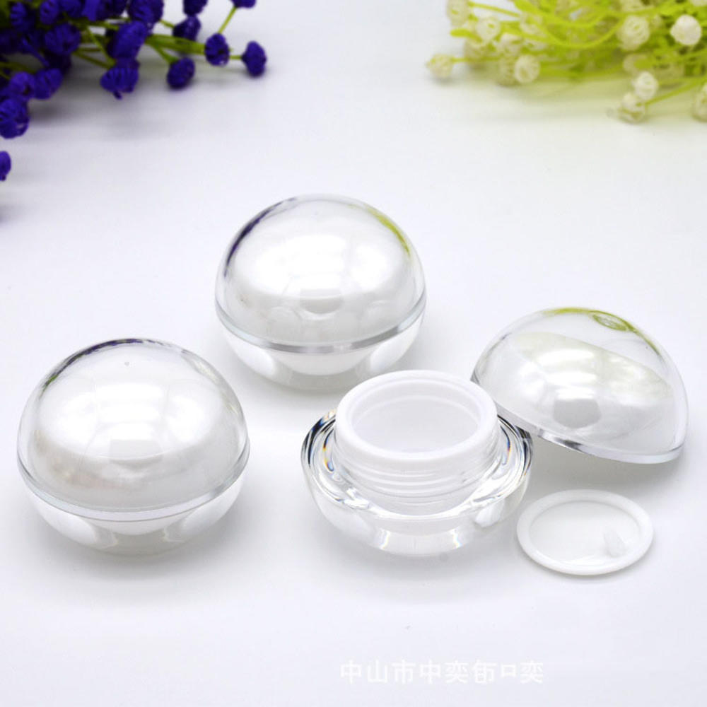 10G small ball Shape lip balm plastic container cosmetic white double wall acrylic jar