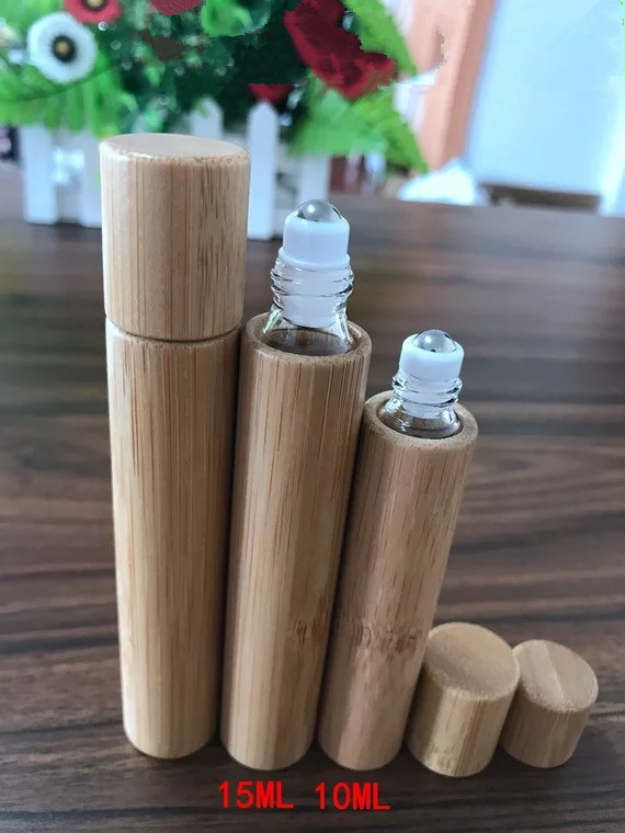 10ML 15ML moso bamboo essential oil perfume roller ball glass bottle travel bamboo bottle
