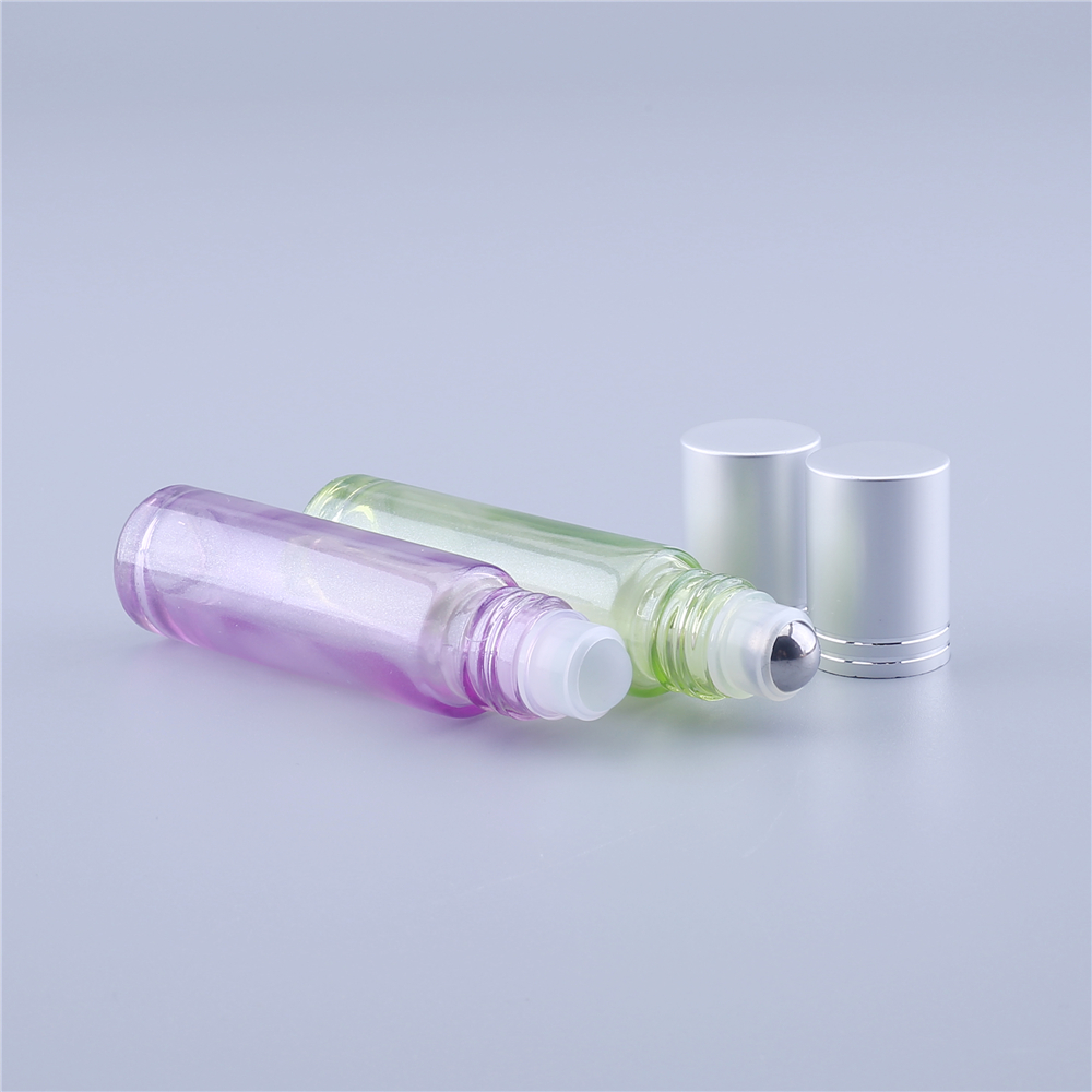 10ML Empty Lip Gloss Containers Colorful Perfume Essential Oil Roll On Glass Bottle Sample With Roller Metal /Glass Ball