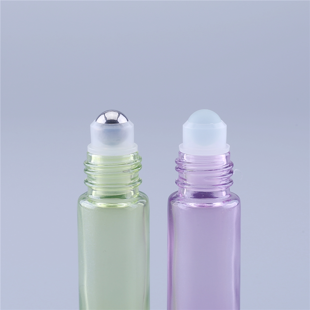 10ML Empty Lip Gloss Containers Colorful Perfume Essential Oil Roll On Glass Bottle Sample With Roller Metal /Glass Ball