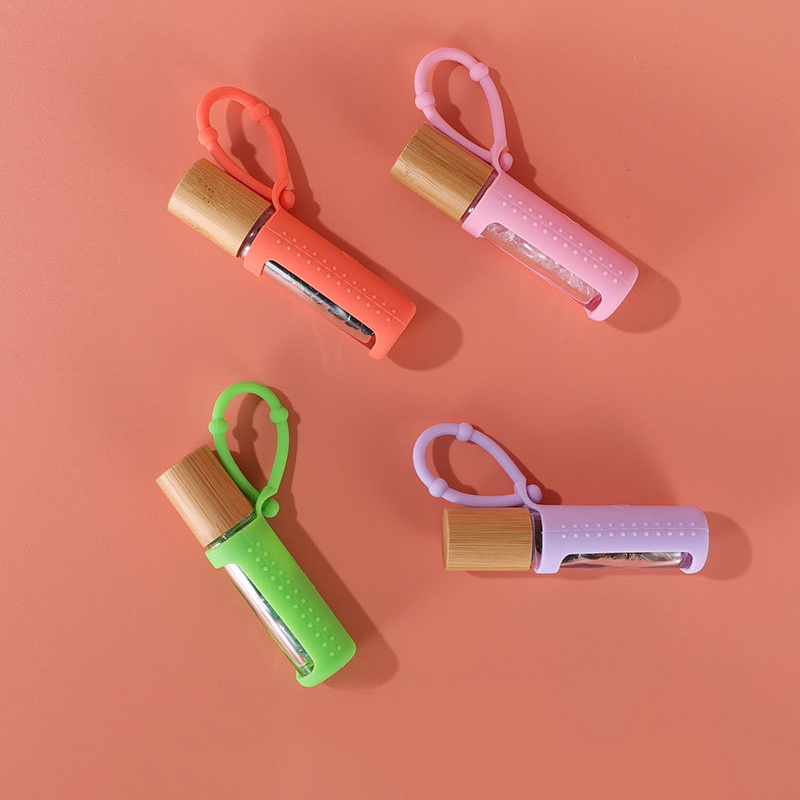 10ML silica gel ball bottle 15ML portable cord mounted refined oil bottle 5ML protective silicone cover For Bottle