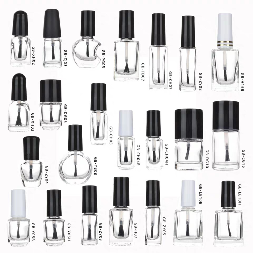 10Ml 12Ml 15Ml Custom Unique Clear Empty Nail Polish Bottle With Cap And Brush
