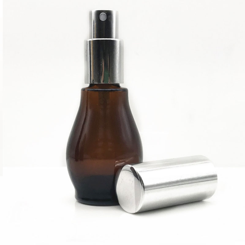 10Ml 20Ml 30Ml 50Ml 100Ml Amber Single Gourd Essential Oil Lotion Spray Glass Bottle With Pump Sprayer