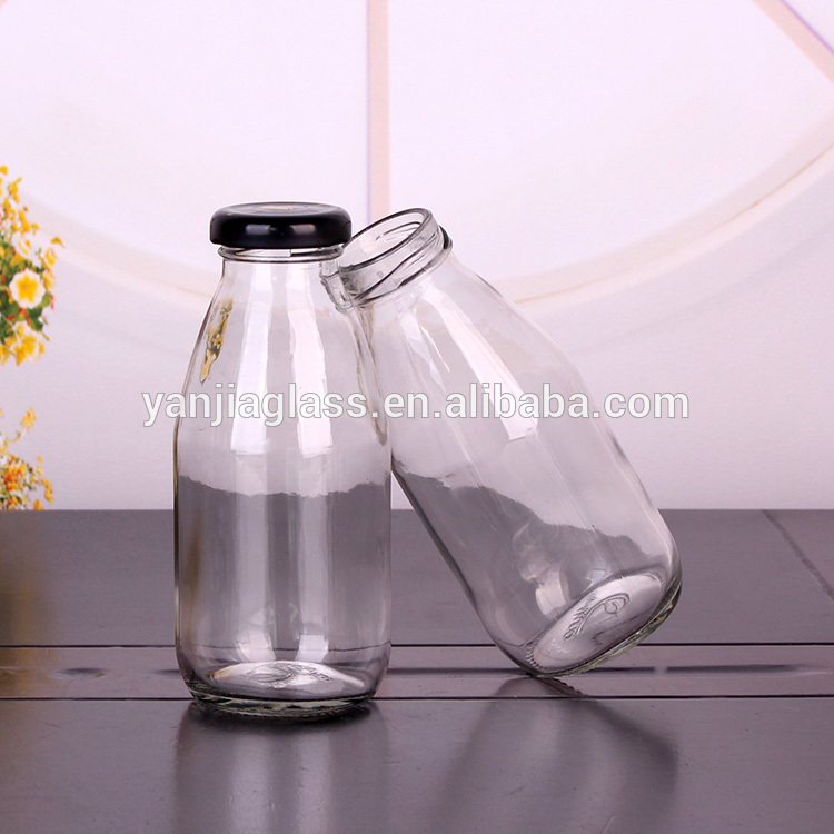 10OZ 300ml round glass juice bottle with metal lid
